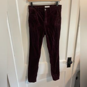Burgundy, velvet skinny jeans, LOFT
